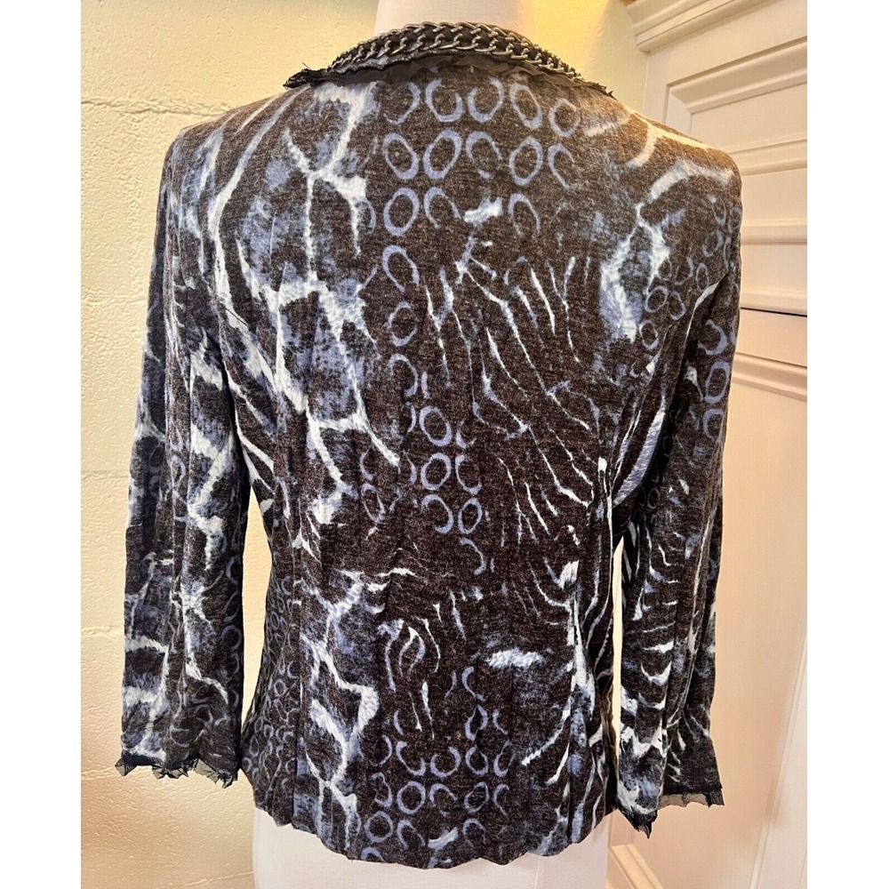 ALBERTO MAKALI Chain Link Zip Up Sweater Jacket Multi Print Black Size M - Picture 4 of 6